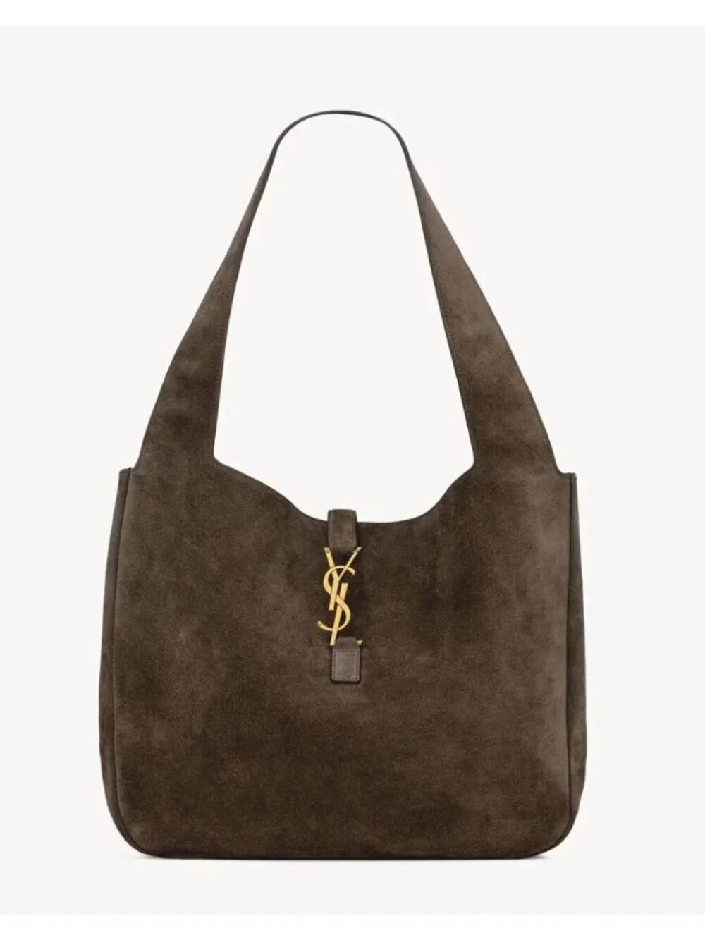 SAINT LAURENT LE 5 À 7 BEA Suede Tote Shoulder Bag Musk Brown Gold - Picture 3 of 14